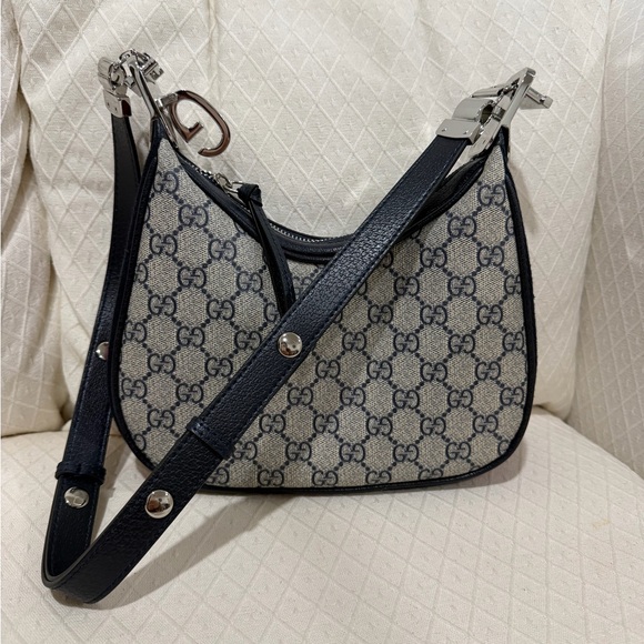 Gucci Handbags - Gucci Monogram Blue and Red Shoulder Bag